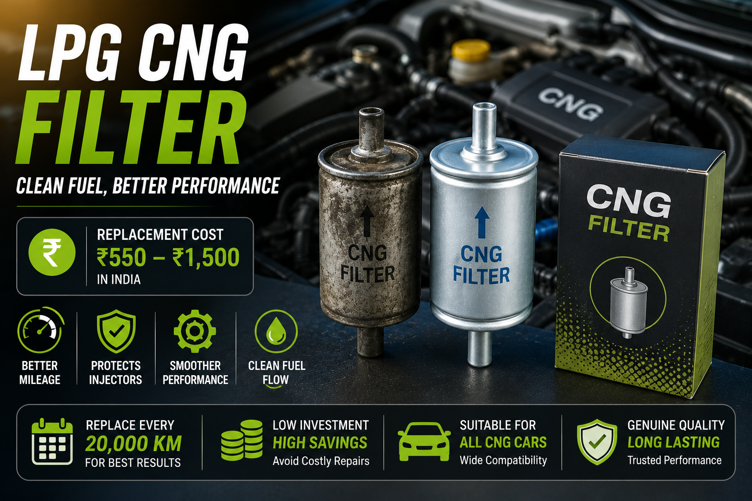 What is the LPG CNG Filter Replacement Cost in India?